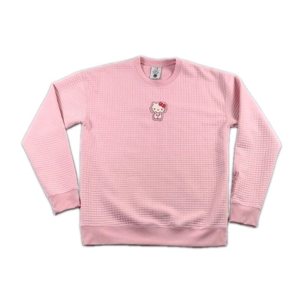 Hello Kitty Quilted Long Sleeve Crewneck Quilted Sweater Women's Size M Pink